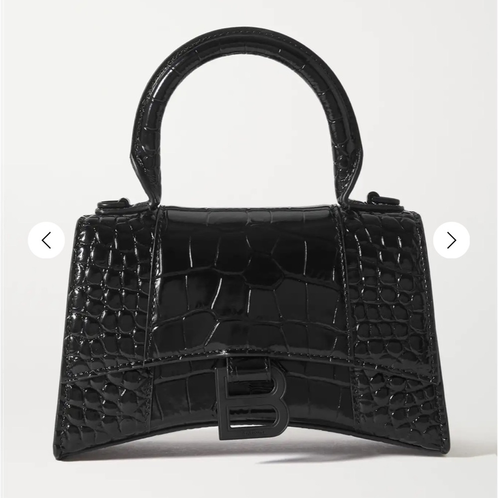 Balenciaga Black Croc-Embossed Handbag